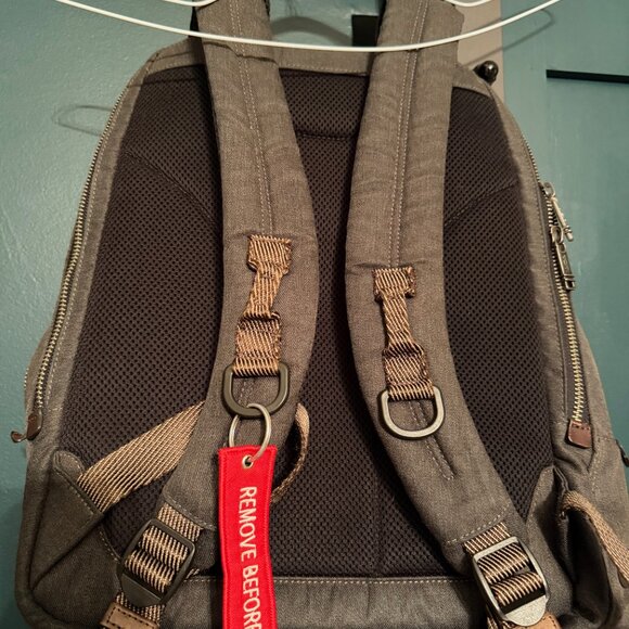 TUMI ALPHA BRAVO Knox Nylon & Leather Grey/Brown Backpack - Picture 2 of 3